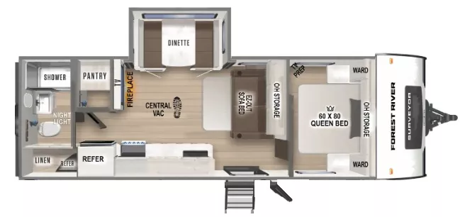 29' 2022 Forest River Surveyor Legend 252RBLE w/Slide Floorplan