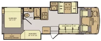 31' 2014 Fleetwood Storm 32H w/2 Slides - Bunk House Floorplan