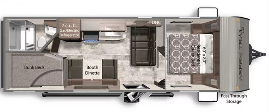 28' 2022 Dutchmen Aspen Trail Le Series 25BH - Bunk House Floorplan