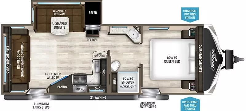 29' 2020 Grand Design Imagine 2500RL w/Slide Floorplan