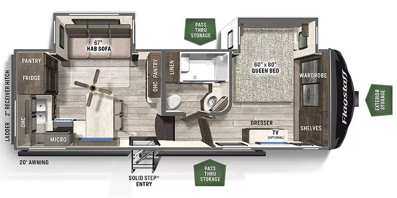 29' 2021 Forest River Flagstaff Super Lite 524BBS w/2 Slides Floorplan