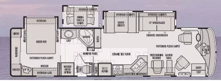 39' 2003 National RV Tradewinds 7375LTC 350hp Cummins w/2 Slides Floorplan