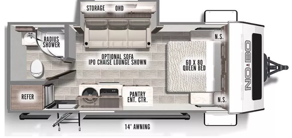 22' 2022 Forest River No Boundaries 19.5 w/Slide Floorplan
