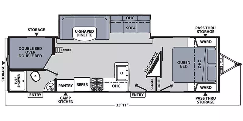 34' 2022 Coachmen Apex 290BHS w/Slide - Bunk House Floorplan