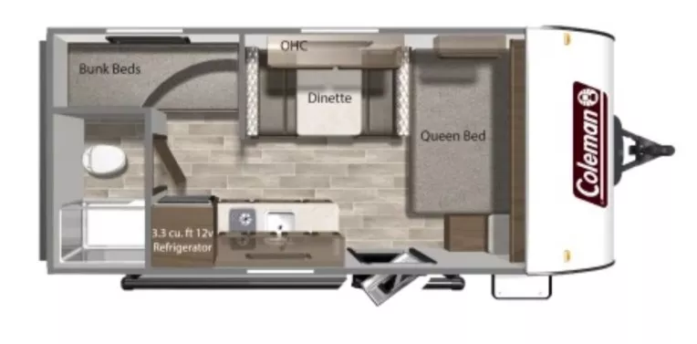 22' 2024 Dutchmen Coleman 17B - Bunk House Floorplan