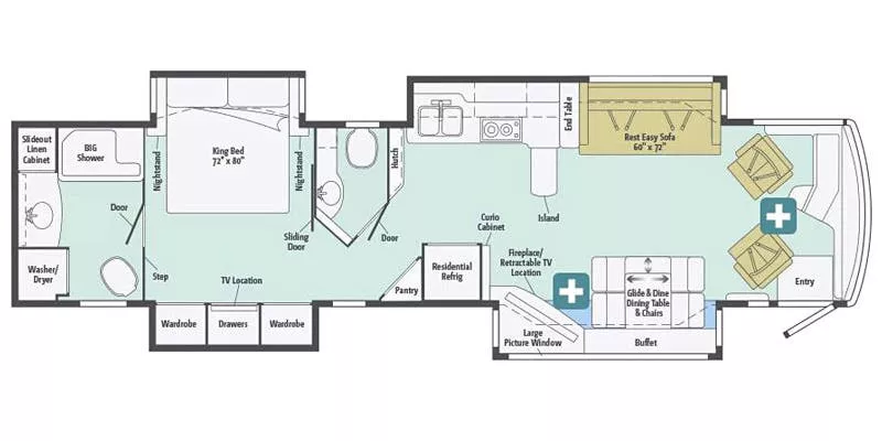 42' 2015 Winnebago Itasca Ellipse 42HD 450hp Cummins w/4 Slides Floorplan