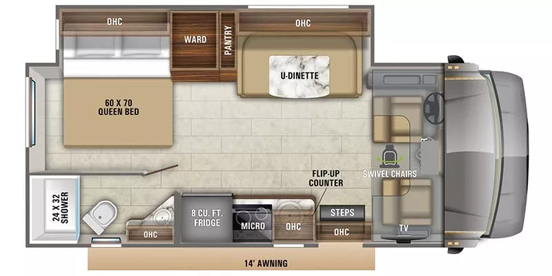 25' 2020 Jayco Melbourne 24L w/Slide Floorplan