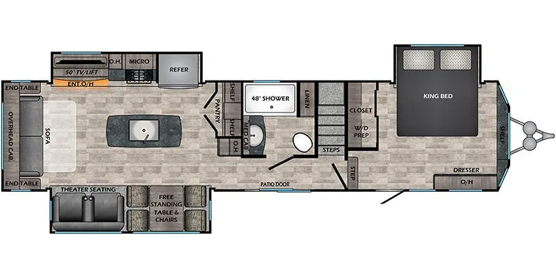 42' 2022 Crossroads Hampton 375DBL w/3 Slides Floorplan