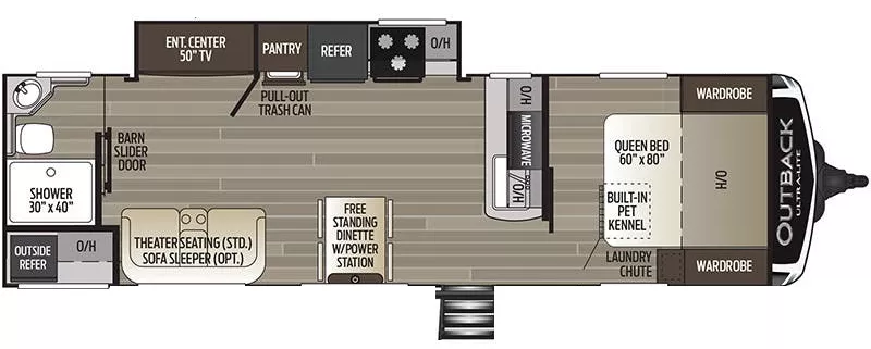 32' 2019 Keystone Outback 280URB w/Slide Floorplan