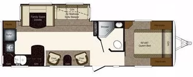 33' 2011 Keystone Laredo 293RK w/Slide Floorplan