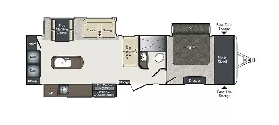 38' 2017 Keystone Larado 335MK w/3 Slides Floorplan