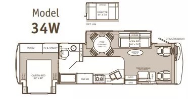 35' 2003 Fleetwood Pace Arrow 34W w/2 Slides Floorplan