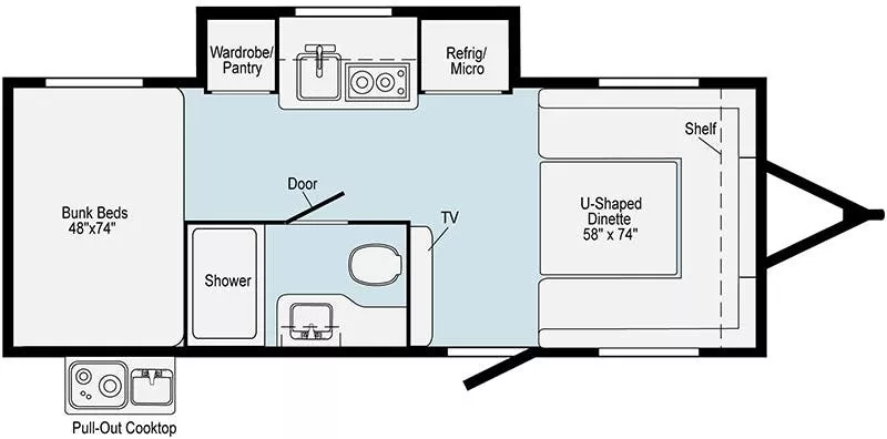 21' 2022 Winnebago Hike 172BH w/Slide - Bunk House Floorplan