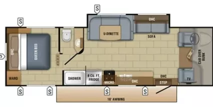 32' 2018 Jayco Redhawk 29XK w/Slide Floorplan