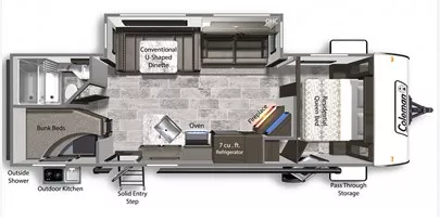 37' 2022 Dutchmen Coleman Lite 2755BH w/Slide - Bunk House Floorplan