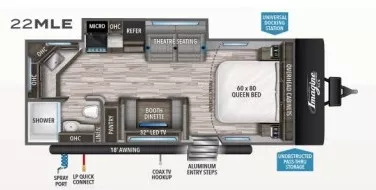 26' 2020 Grand Design Imagine Xls 22MLE w/Slide Floorplan