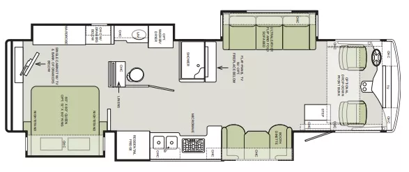36' 2022 Tiffin Allegro Open Road 34PA w/3 Slides Floorplan