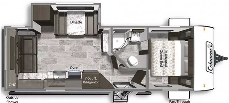 29' 2022 Coleman Dutchmen 2515RL w/Slide Floorplan