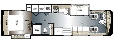 36' 2014 Forest River Legacy 340KP 300hp Cummins w/2 Slides Floorplan