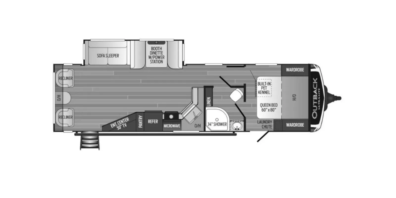 34' 2020 Keystone Outback 299URL w/Slide Floorplan