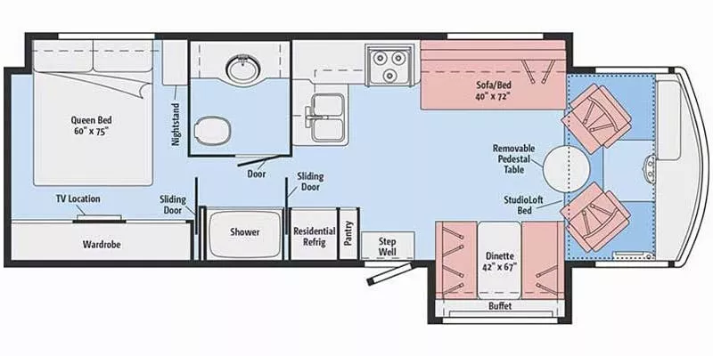 32' 2016 Winnebago Brave 31C w/2 Slides Floorplan