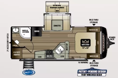 27' 2019 Keystone Cougar M-22RBS w/Slide Floorplan