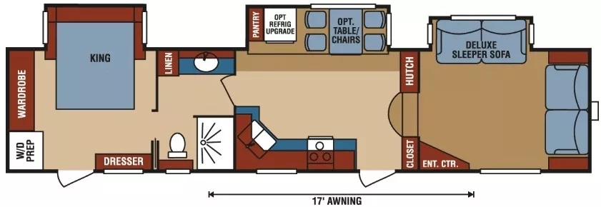 39' 2016 Kz Durango D340FLT w/3 Slides Floorplan