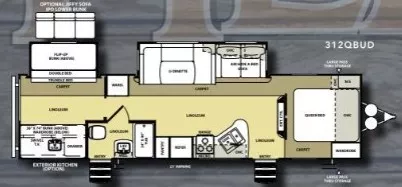 35' 2014 Forest River Salem Hemisphere Lite 312QBUD w/2 Slides - Bunk House Floorplan