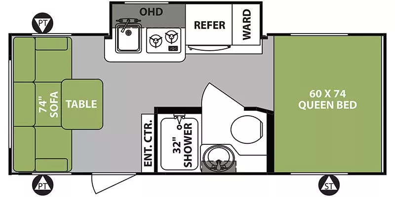 21' 2020 Forest River R-Pod 189 w/Slide Floorplan