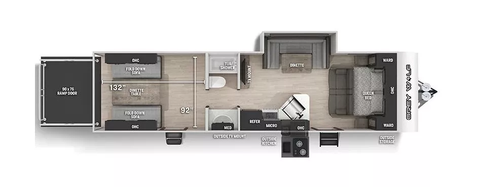 34' 2022 Forest River Cherokee Grey Wolf 27RR w/Slide - Toy Hauler Floorplan