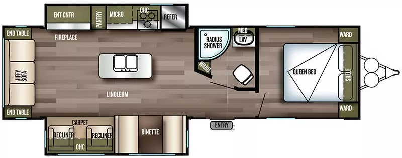 33' 2018 Forest River Wildwood 27REI w/2 Slides Floorplan