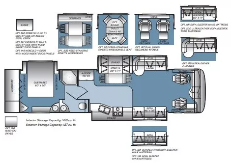 39' 2007 Fleetwood Providence 39S 350hp Caterpillar w/3 Slides Floorplan