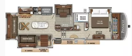 41' 2020 Jayco Pinnacle 37MDQS w/4 Slides & Generator Floorplan