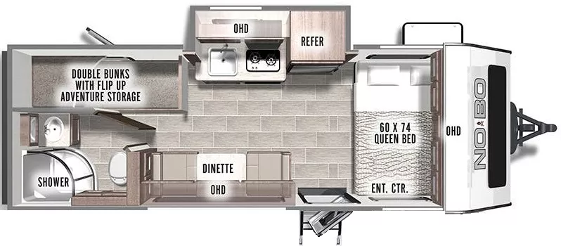 23' 2022 Forest River No Boundaries 16.6 w/Slide - Bunk House Floorplan
