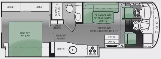 29' 2014 Thor Ace 27.1 w/Slide Floorplan