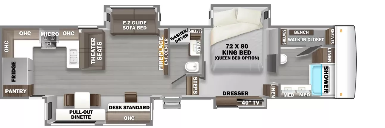 42' 2022 Forest River Riverstone Legacy 39RKFB w/4 Slides Floorplan