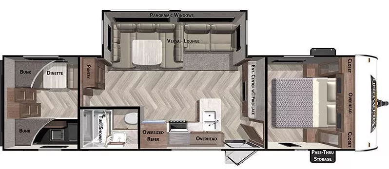 33' 2021 Forest River Wildwood 30KQBSS w/Slide - Bunk House Floorplan