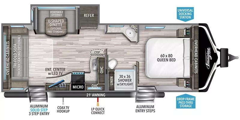 30' 2022 Grand Design Imagine 2500RL w/Slide Floorplan