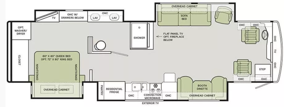 39' 2020 Tiffin Allegro Red 37PA 360hp Cummins w/4 Slides Floorplan