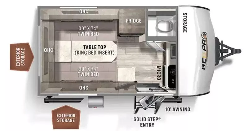 16' 2023 Forest River Geo Pro G15TB Floorplan