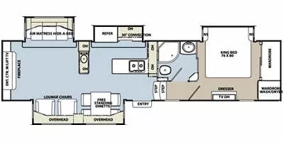 38' 2012 Coachmen Brookstone 370MB w/4 Slides Floorplan