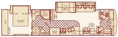 38' 2005 Fleetwood Revolution 38B 350hp Caterpillar w/2 Slides Floorplan