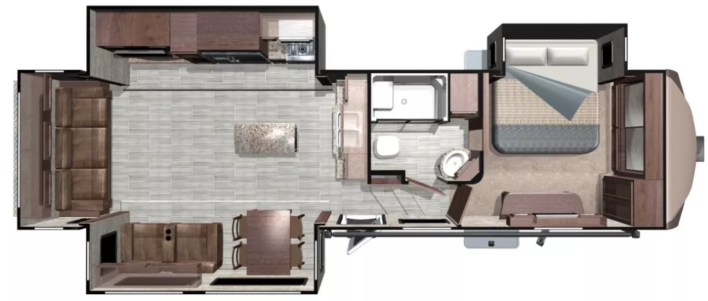 36' 2018 Highland RV Mesa Ridge 348RLS w/3 Slides Floorplan