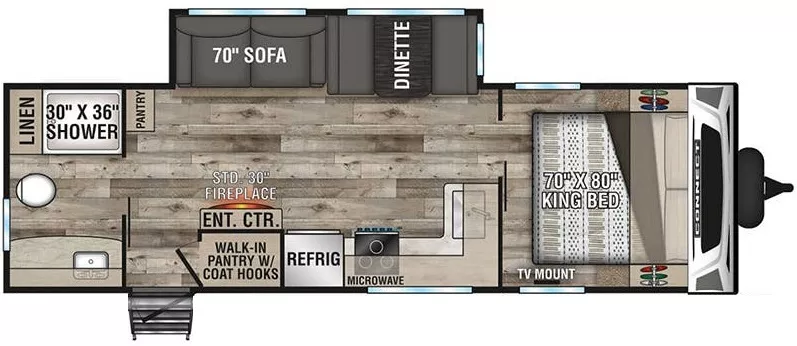 30' 2022 Kz Connect 261RB w/Slide Floorplan