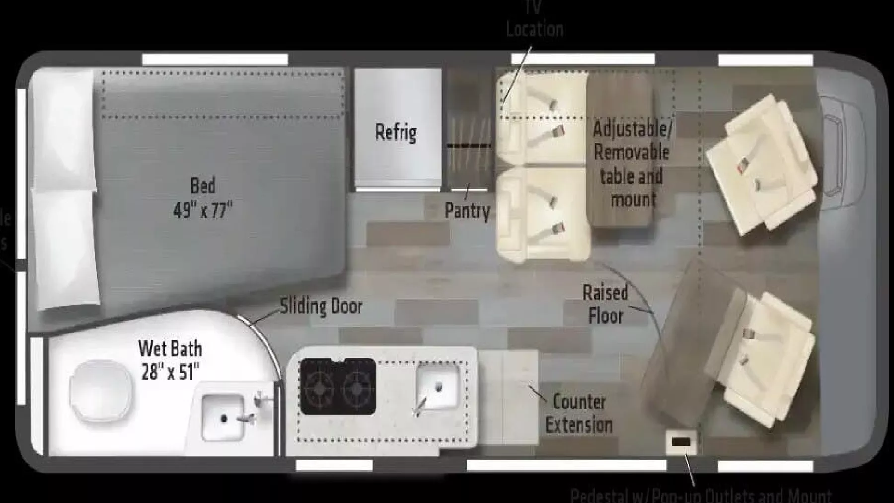 21' 2022 Winnebago Travato 59G Floorplan