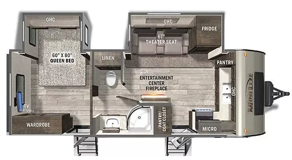 25' 2022 Rockwood Mini Lite 2516S w/2 Slides Floorplan