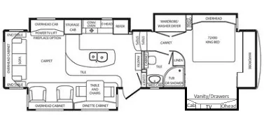 36' 2014 Drv Mobile Suites 36TKSB3 w/4 Slides Floorplan