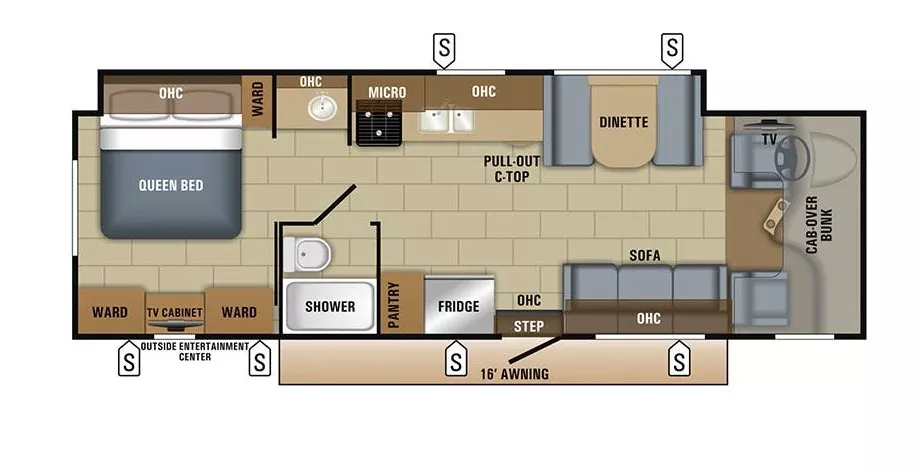 32' 2018 Jayco Greyhawk Prestige M30XP w/Slide Floorplan