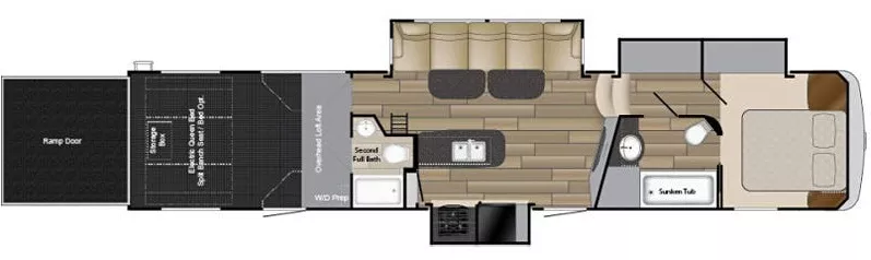 43' 2016 Heartland Edge Toy Hauler 399 w/3 Slides & Generator  - Toy Hauler Floorplan