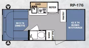 21' 2017 Forest River R-Pod 176 w/Slide - Bunk House Floorplan